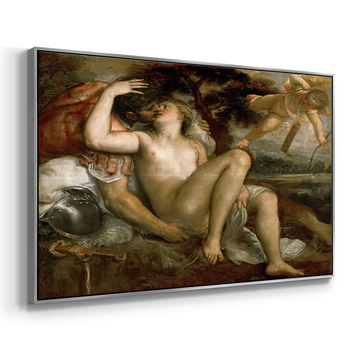 Mars, Venus and Cupid, c. 1530 - Floater Framed Canvas Print