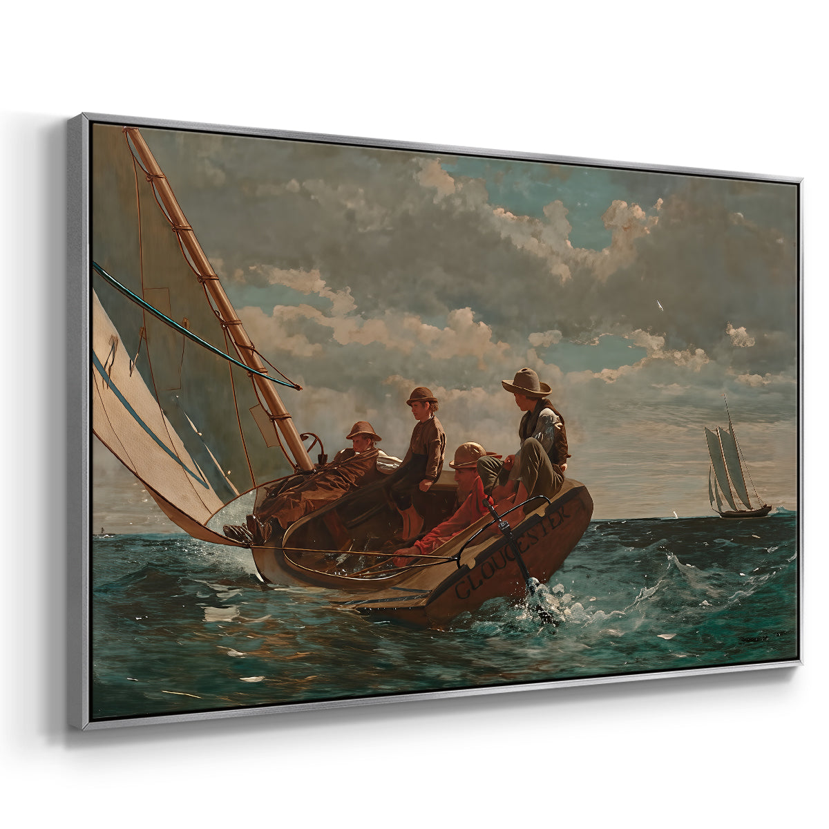 Breezing Up (A Fair Wind), 1873-1876 - Floater Framed Canvas Print