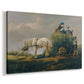 Canvas art print featuring a pastoral farm activity, displayed at an angle