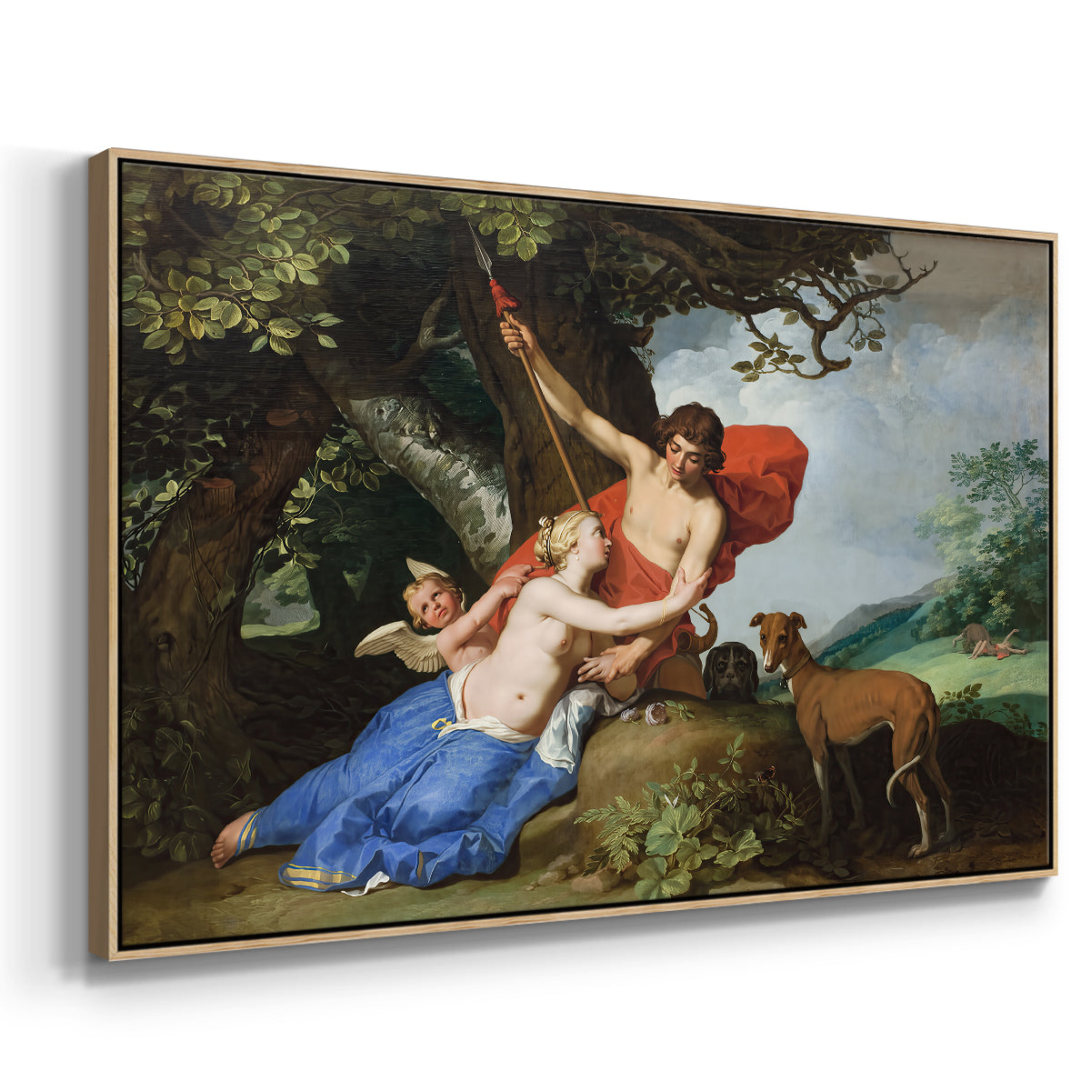 Venus and Adonis, 1632 - Floater Framed Canvas Print