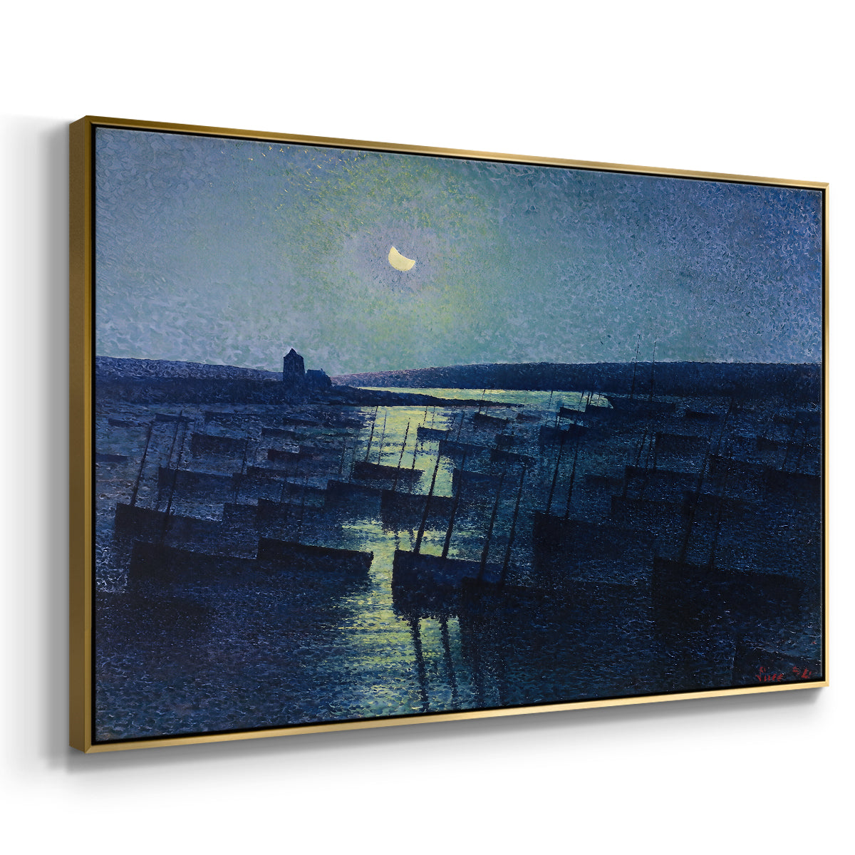 Camaret, Moonlight and Fishing Boats, 1894 - Floater Framed Canvas Print