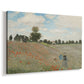 Canvas art print featuring an impressionist countryside scene with flowers and strolling figures, displayed at an angle