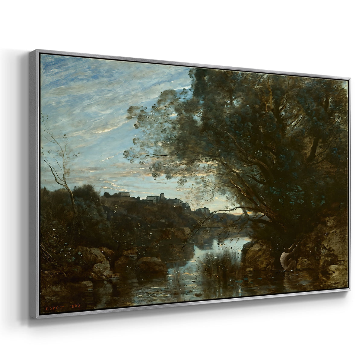 Souvenir of the Environs of Lake Nemi, 1865 - Floater Framed Canvas Print