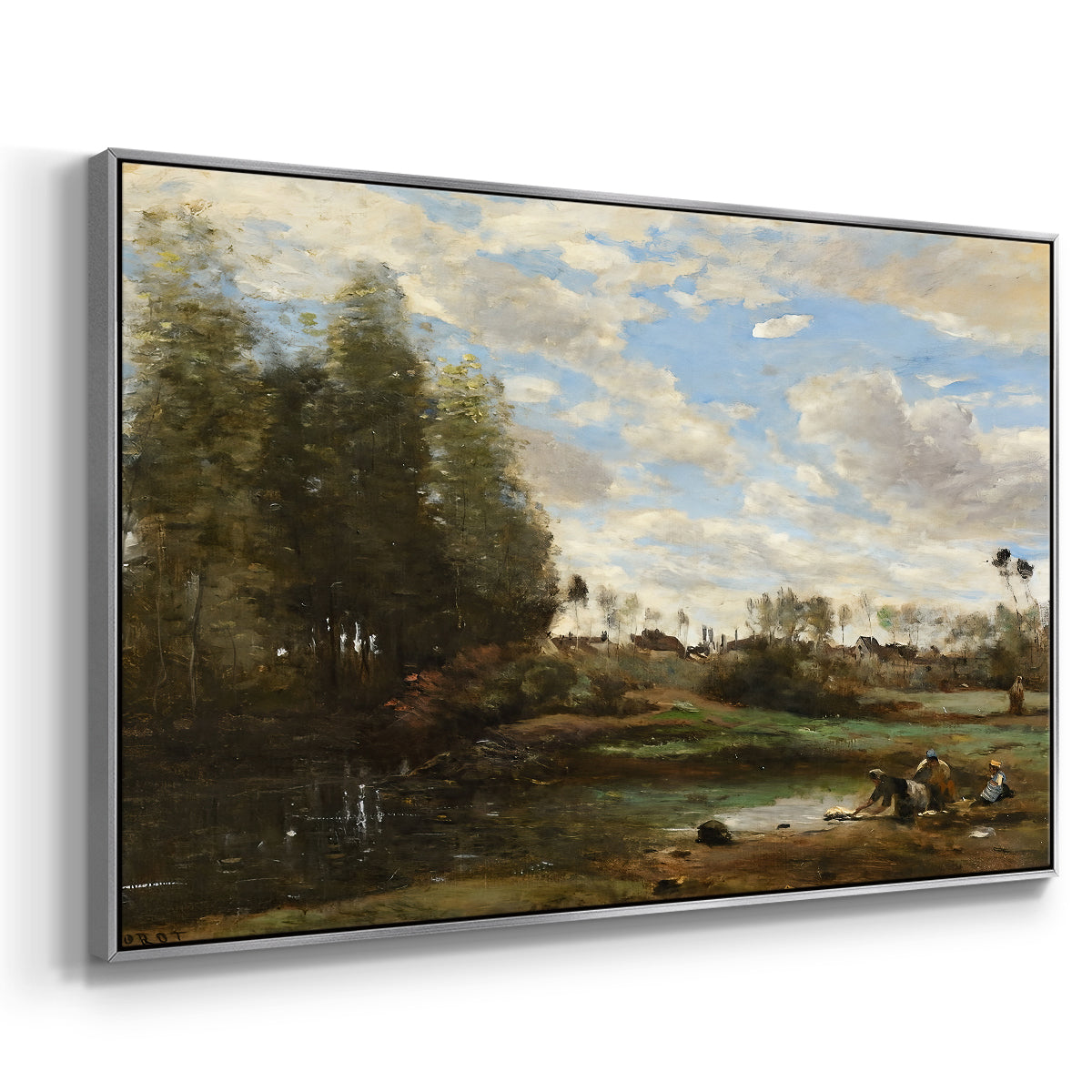 Washerwomen at the Water's Edge, c. 1860-1870 - Floater Framed Canvas Print