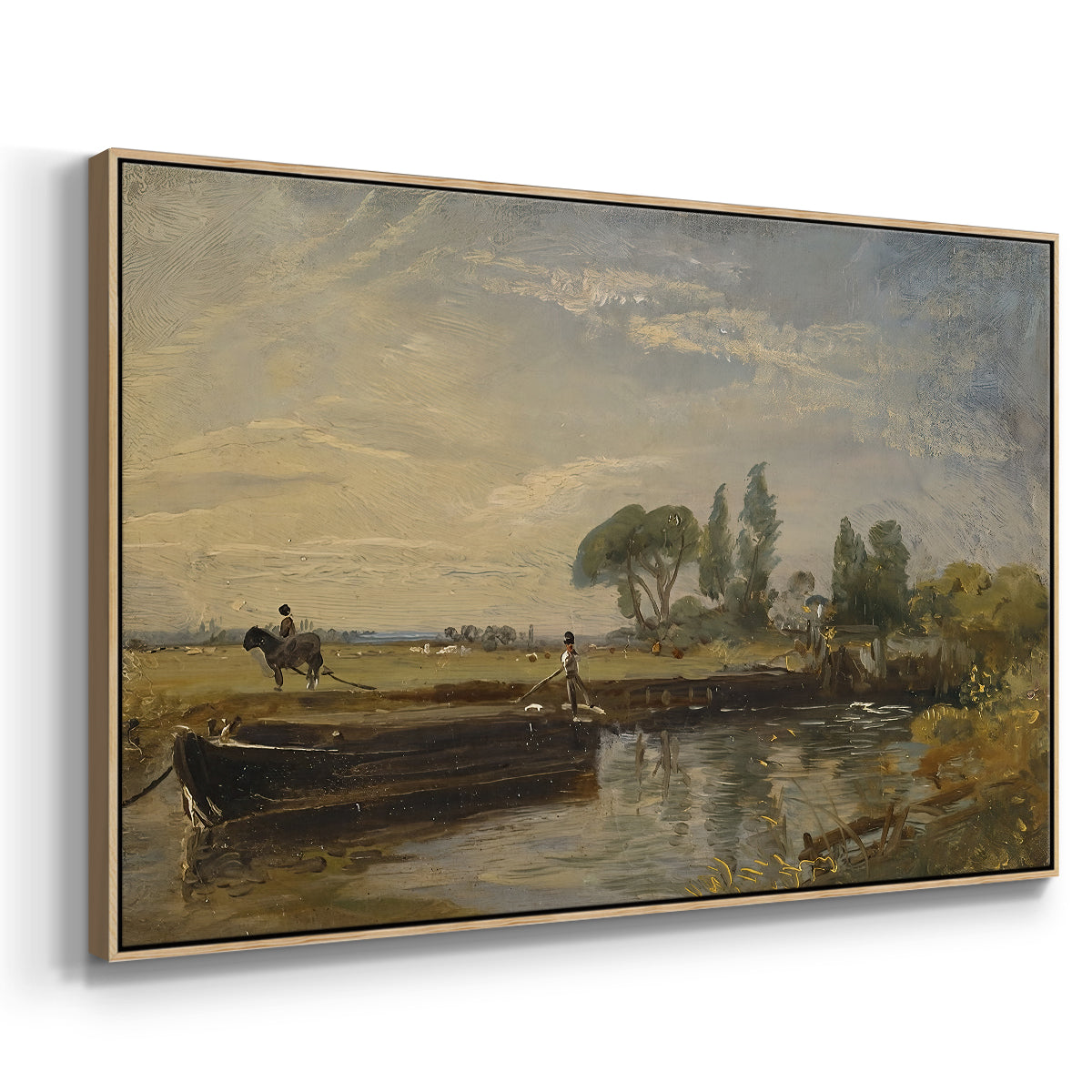 Barge below Flatford Lock, c. 1810 - Floater Framed Canvas Print