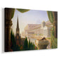 Canvas art print featuring a grand architectural fantasy with multiple historical structures in unified composition, displayed at an angle