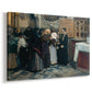 Canvas art print featuring a devotional scene with people participating in ritual, displayed at an angle