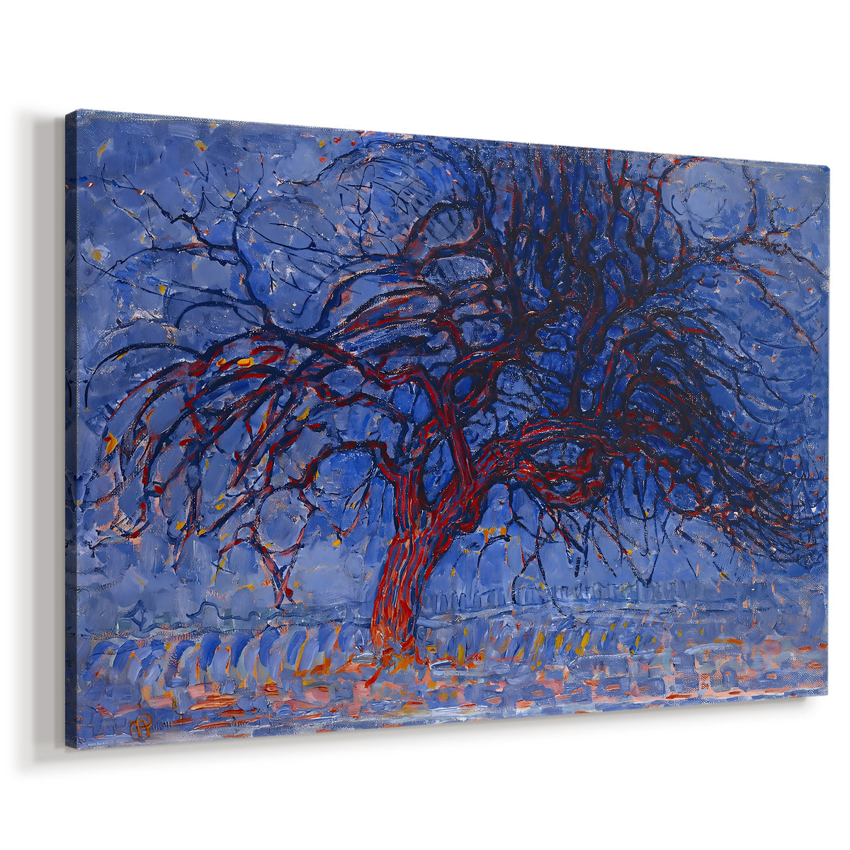 Canvas art print featuring an expressive tree form, displayed at an angle