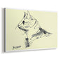 Canvas art print featuring a sketch-style feline depiction, displayed at an angle