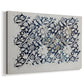 Canvas art print featuring a textile pattern with organic vine movement and spaced flowers, displayed at an angle