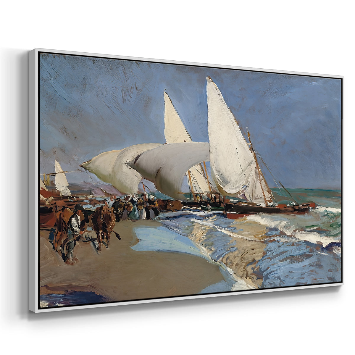 The Beach at Valencia, 1908 - Floater Framed Canvas Print