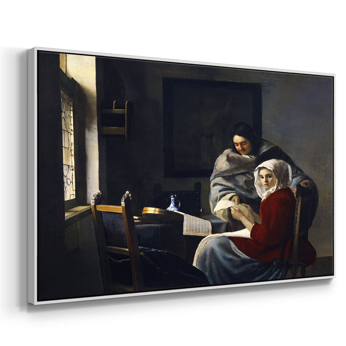 Girl Interrupted at Her Music, c. 1658-1659 - Floater Framed Canvas Print