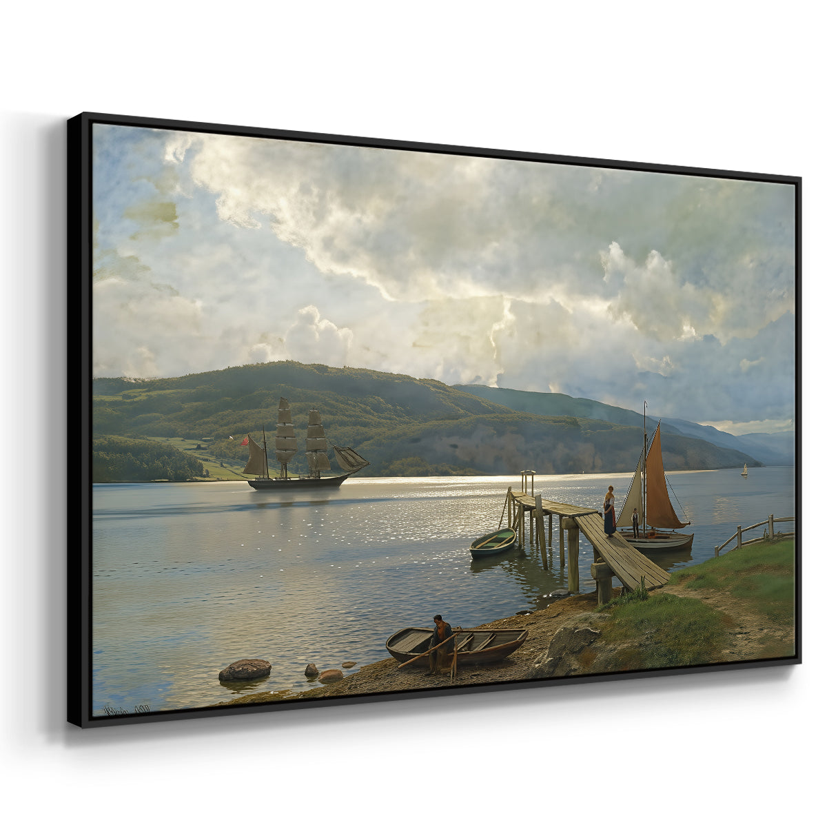 The Jetty at Feste near Moss, 1898 - Floater Framed Canvas Print