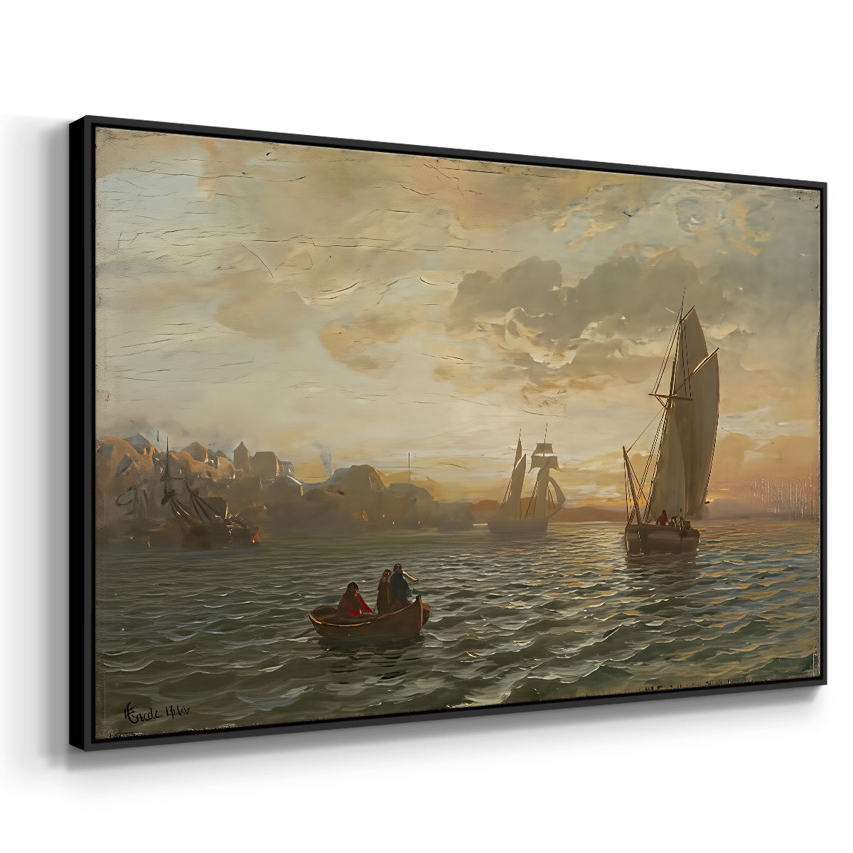 View from the Oslofjord, 1866 - Floater Framed Canvas Print