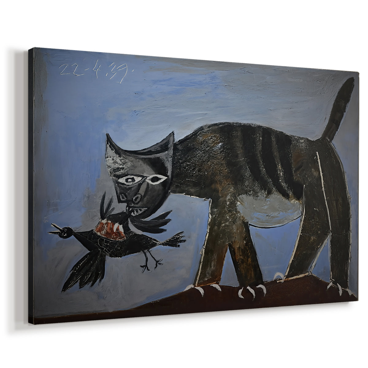 Canvas art print featuring a dynamic animal pursuit scene, displayed at an angle