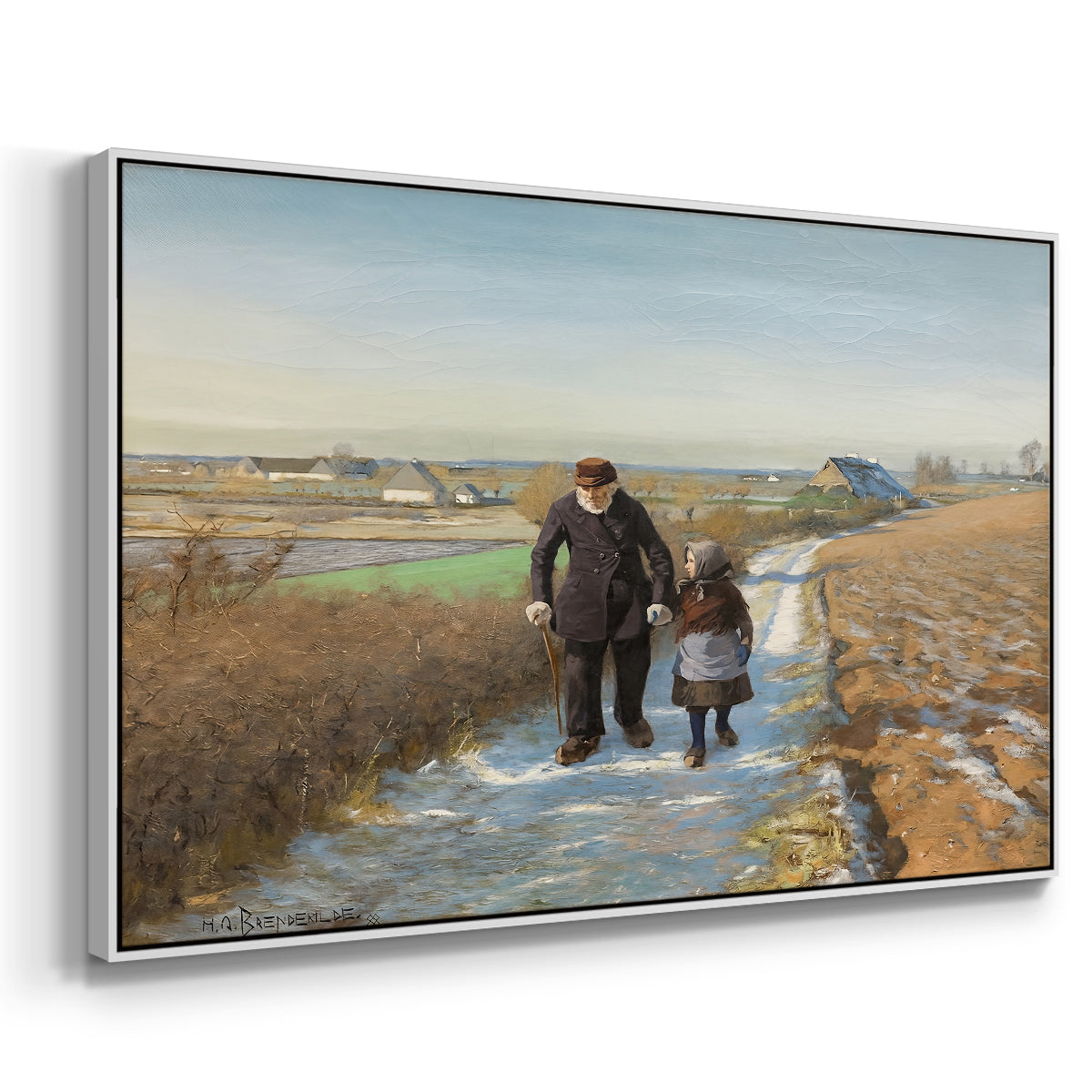 The Old Man and the Child, 1888 - Floater Framed Canvas Print