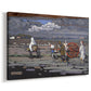 Canvas art print featuring a semi-abstract countryside view with human presence, displayed at an angle