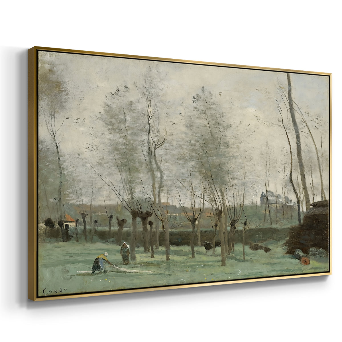 Washerwomen in a Willow Grove, c. 1871 - Floater Framed Canvas Print