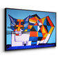 Cassie Thinking about Cubism - Floater Framed Canvas Print