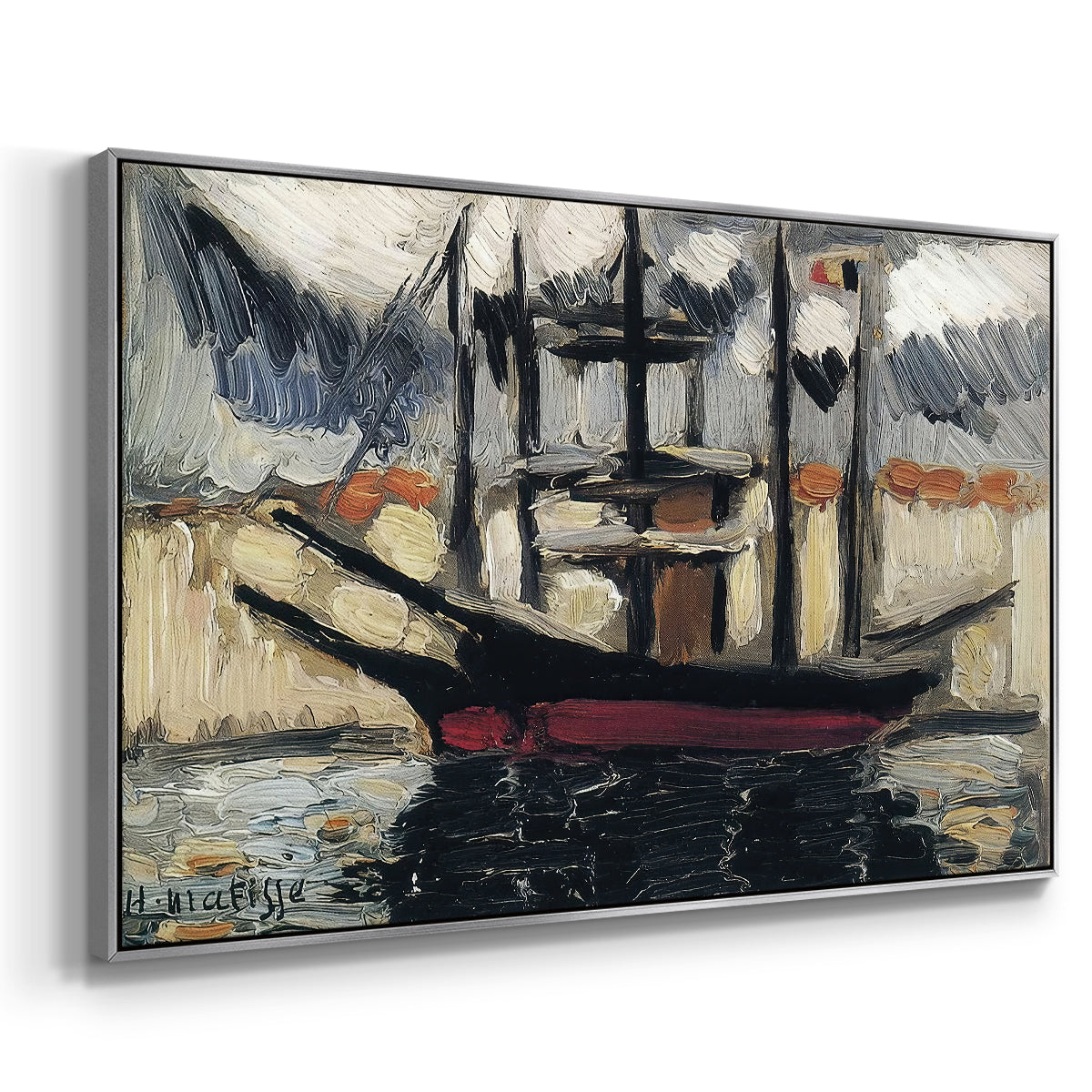 Two Boats Side by Side, Port of Marseilles, c. 1916 - Floater Framed Canvas Print