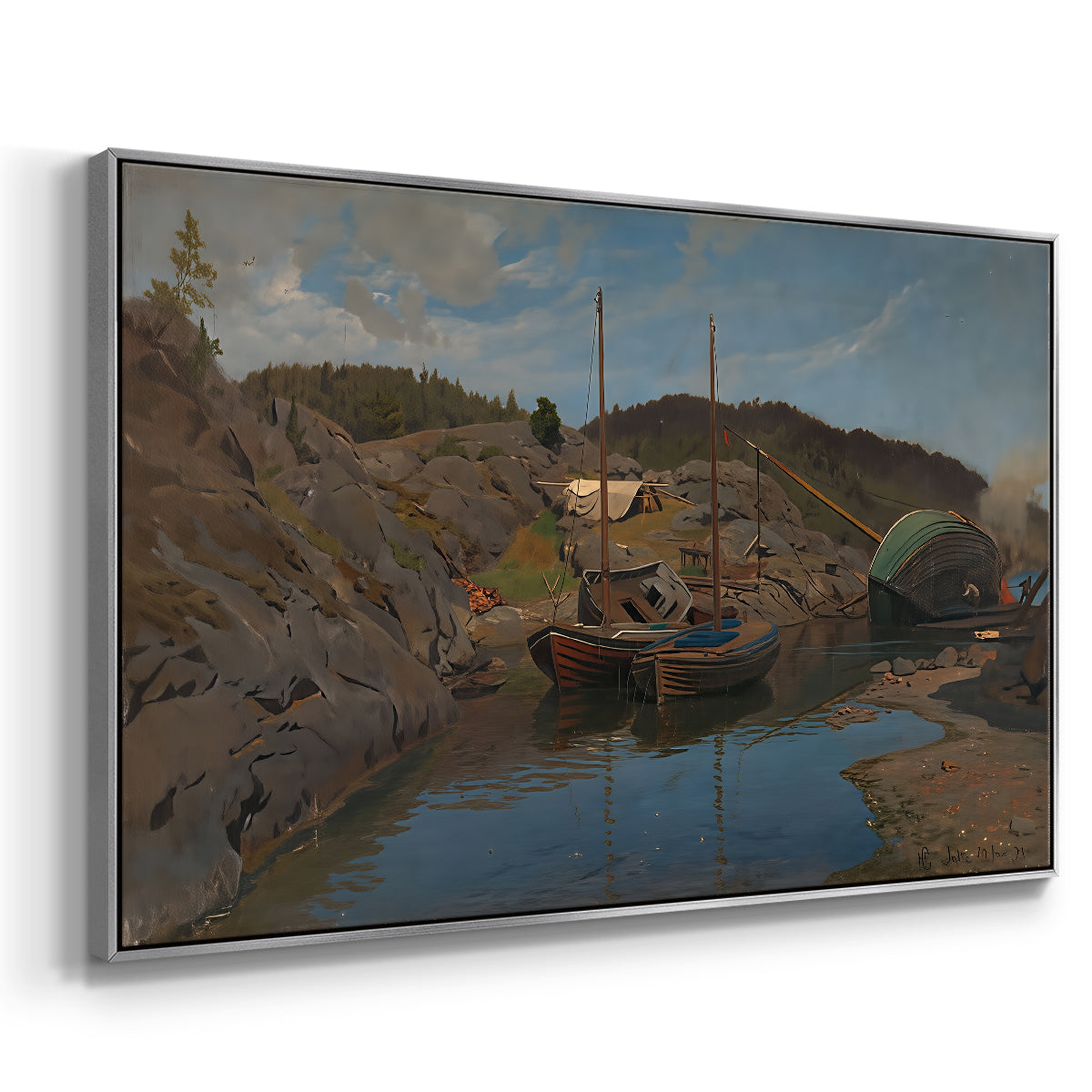Pilotboats, 1875 - Floater Framed Canvas Print