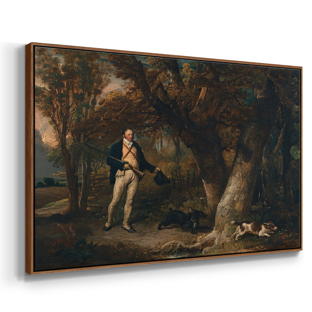 The Reverend Thomas Levett and Favourite Dogs, Cock-Shooting, 1811 - Floater Framed Canvas Print