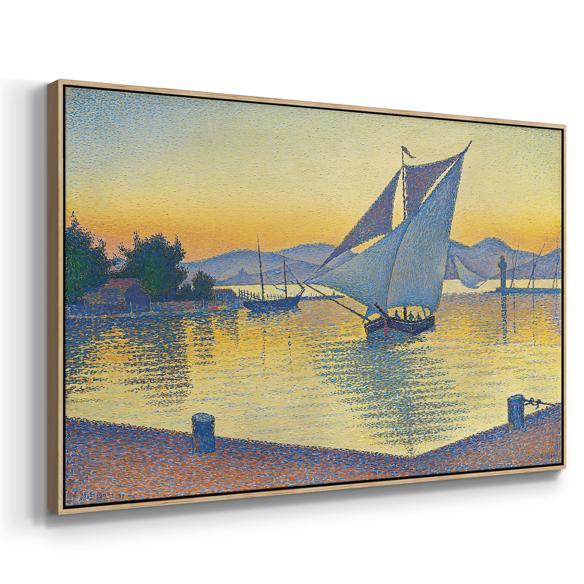 The Port at Sunset, Opus 236, Saint Tropez, 1892 - Floater Framed Canvas Print