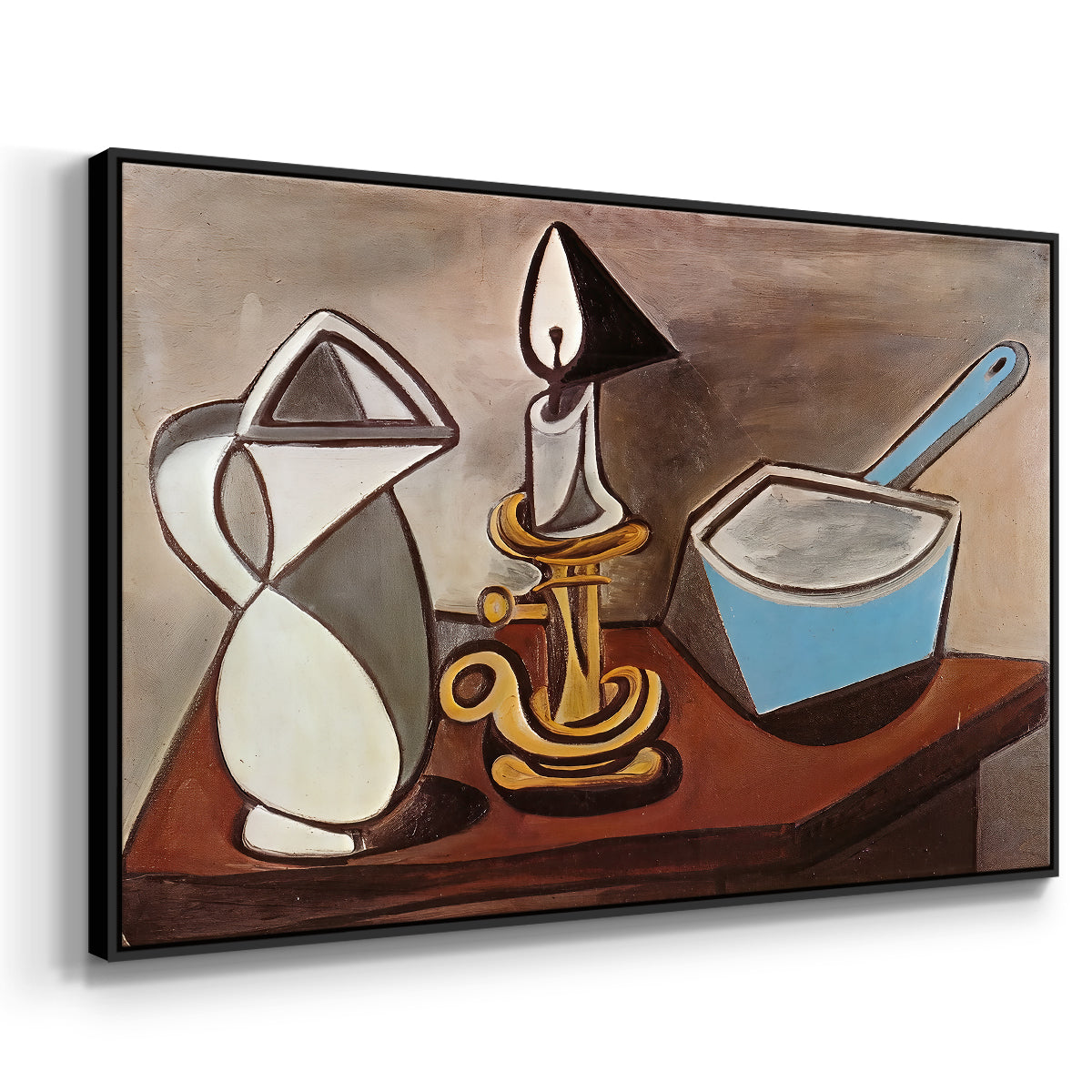 Jug, Candle, and Enamel Pan, 1950 - Floater Framed Canvas Print