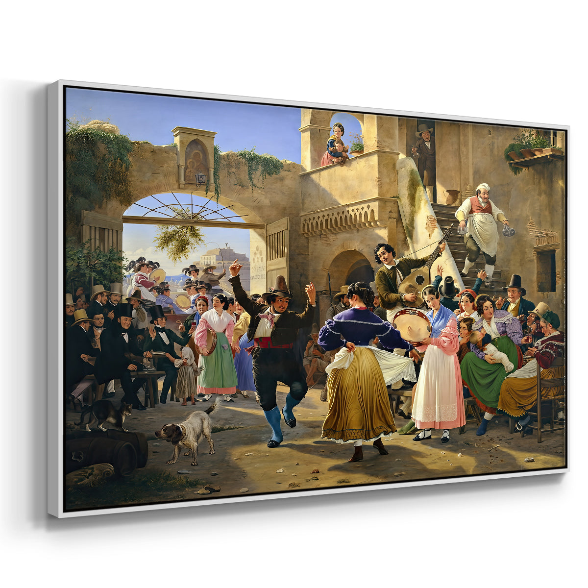Romans Gathered for Merriment at an Osteria, 1839 - Floater Framed Canvas Print