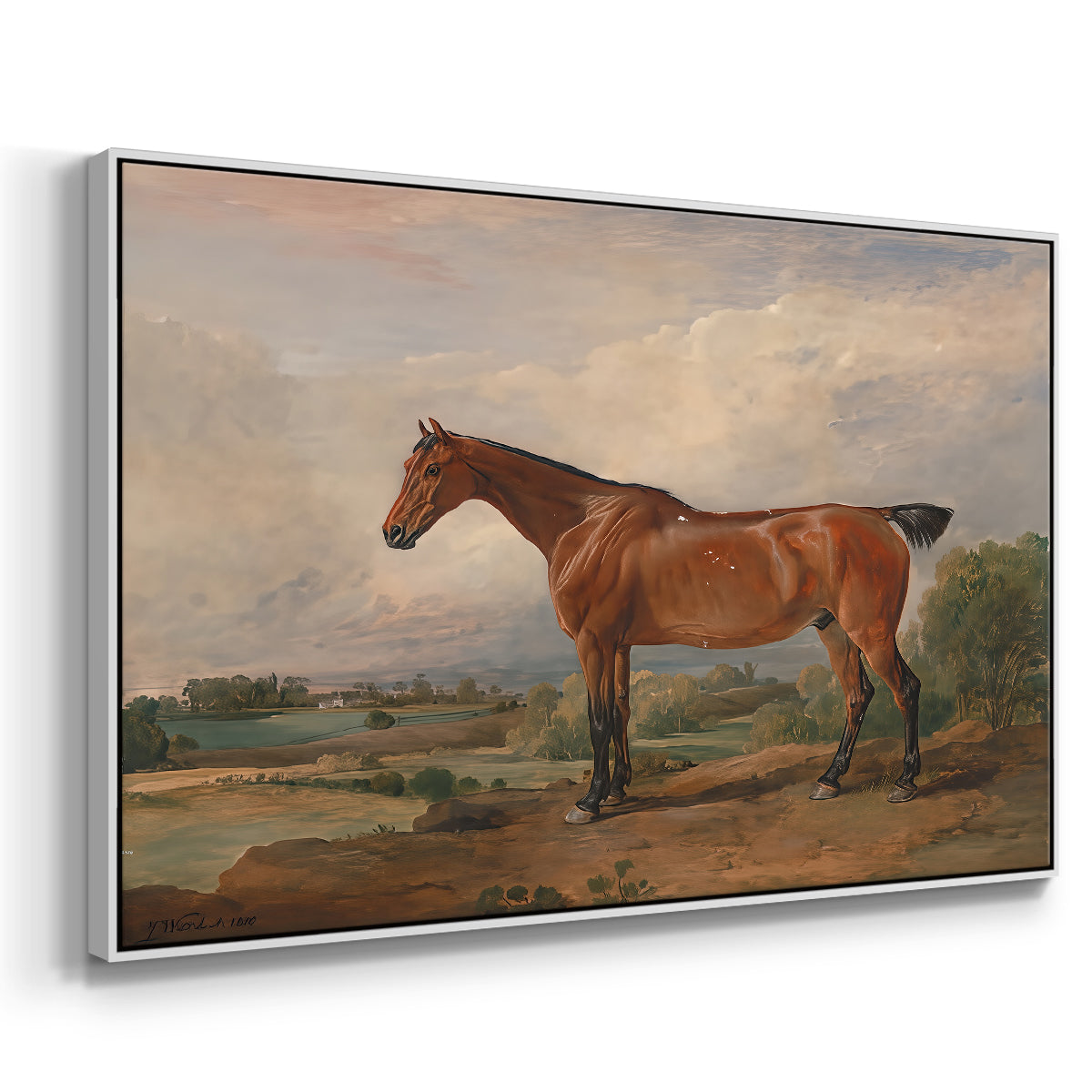 A Hunter in a Landscape, c. 1810 - Floater Framed Canvas Print