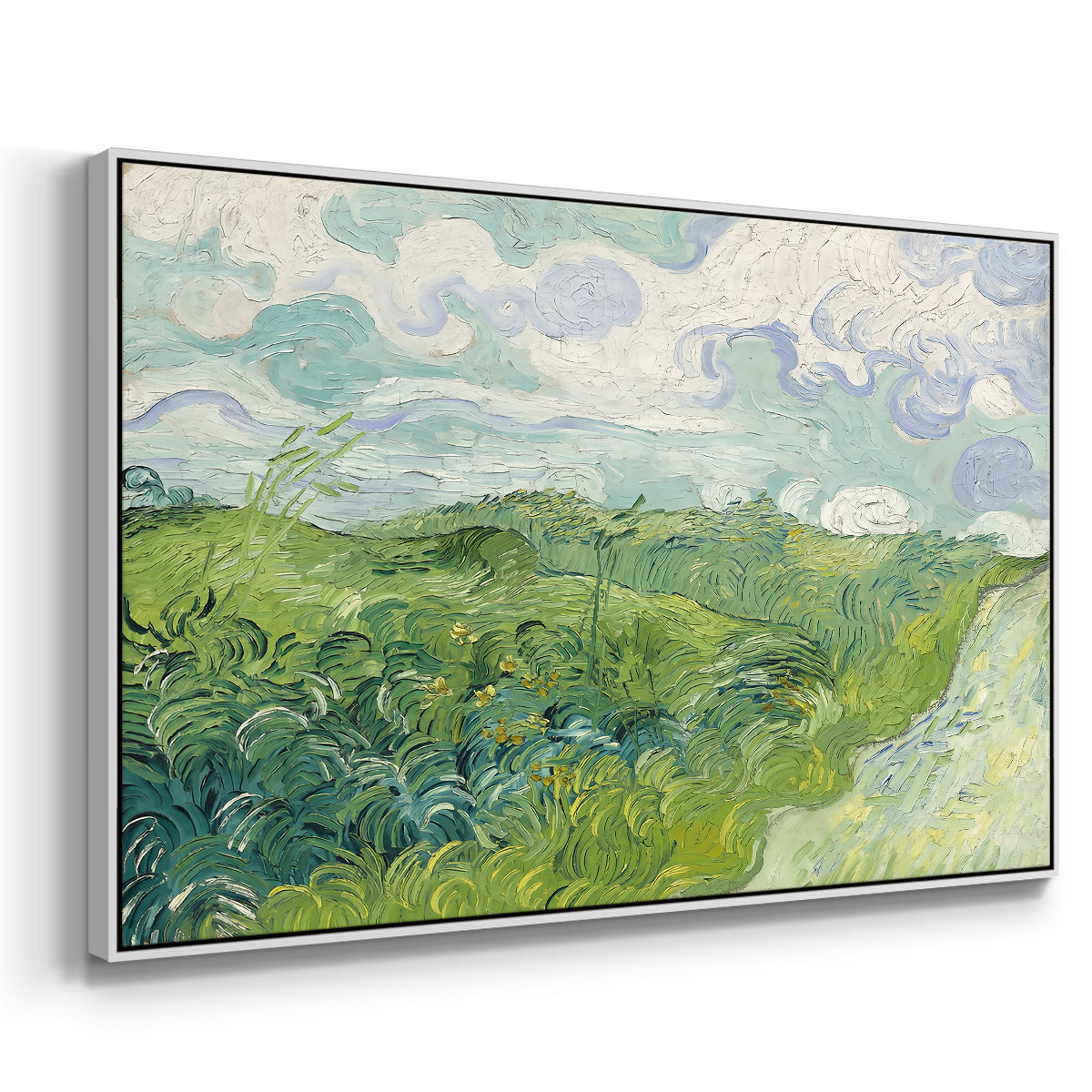 Green Wheat Field, Auvers, 1890 - Floater Framed Canvas Print