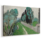Canvas art print featuring an expressive countryside scene with tall trees and open sky, displayed at an angle