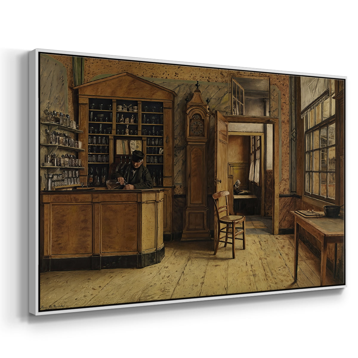 The Old Inn 'Het Loodshuis' in Antwerp, 1877 - Floater Framed Canvas Print