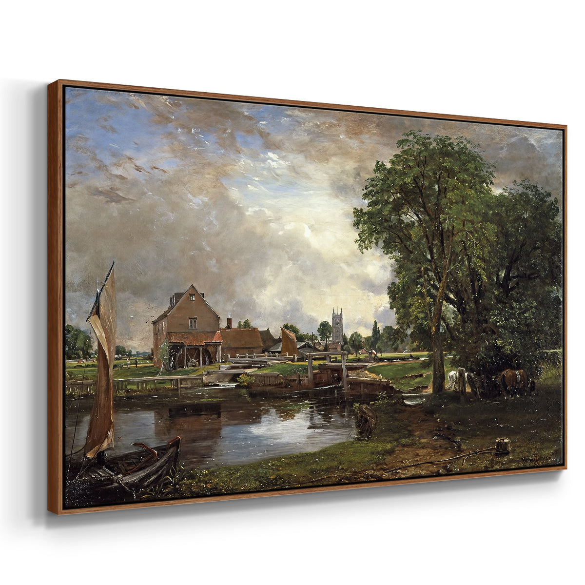 Dedham Lock and Mill, c. 1820 - Floater Framed Canvas Print