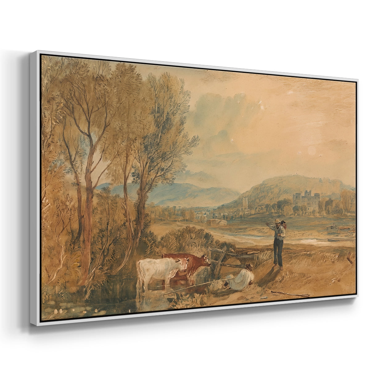 Lulworth Castle, Dorset, c. 1820 - Floater Framed Canvas Print