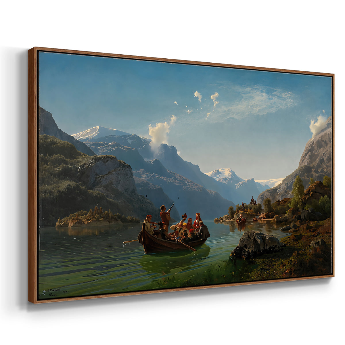 Bridal Procession on the Hardangerfjord, 1848 - Floater Framed Canvas Print