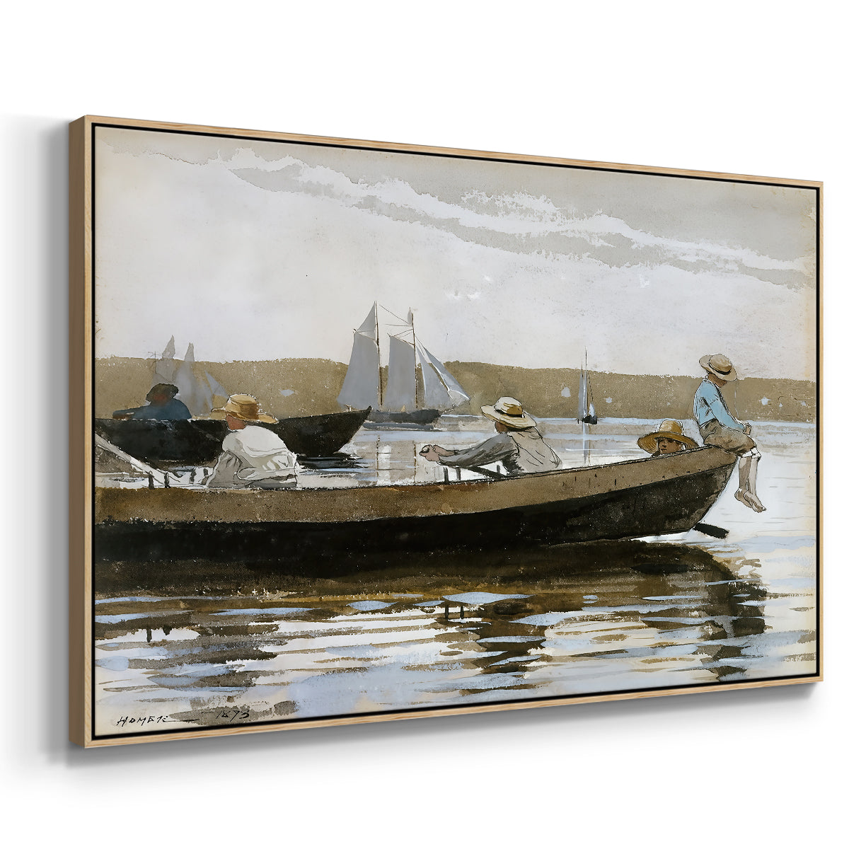 Boys in a Dory, 1873 - Floater Framed Canvas Print