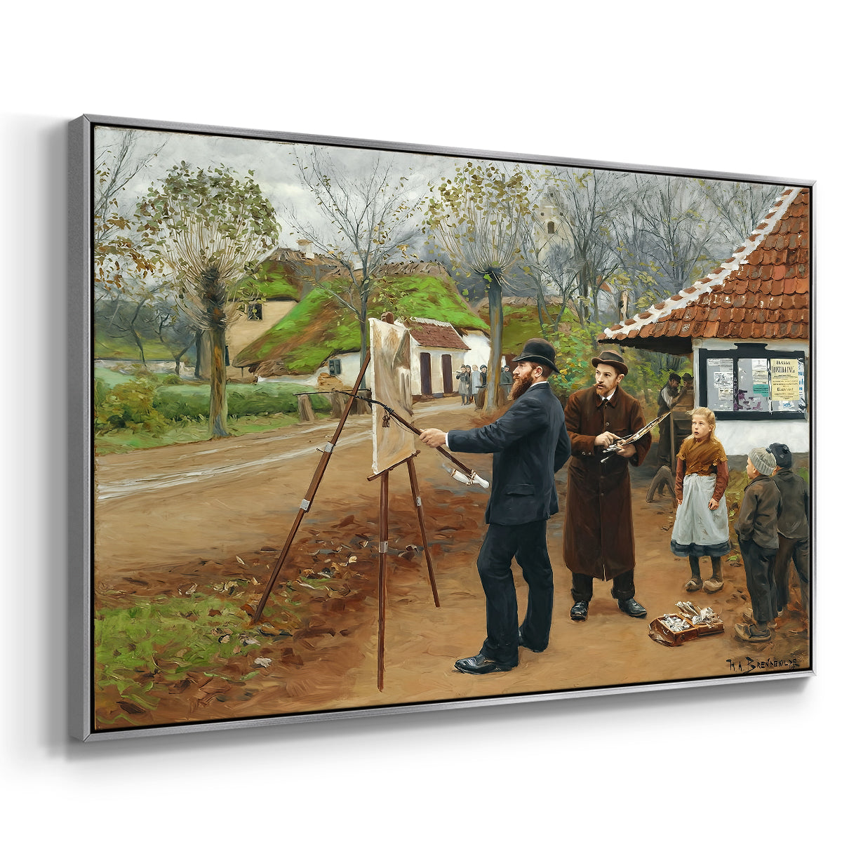 L. A. Ring Painting near Aasum Smithy, 1893 - Floater Framed Canvas Print