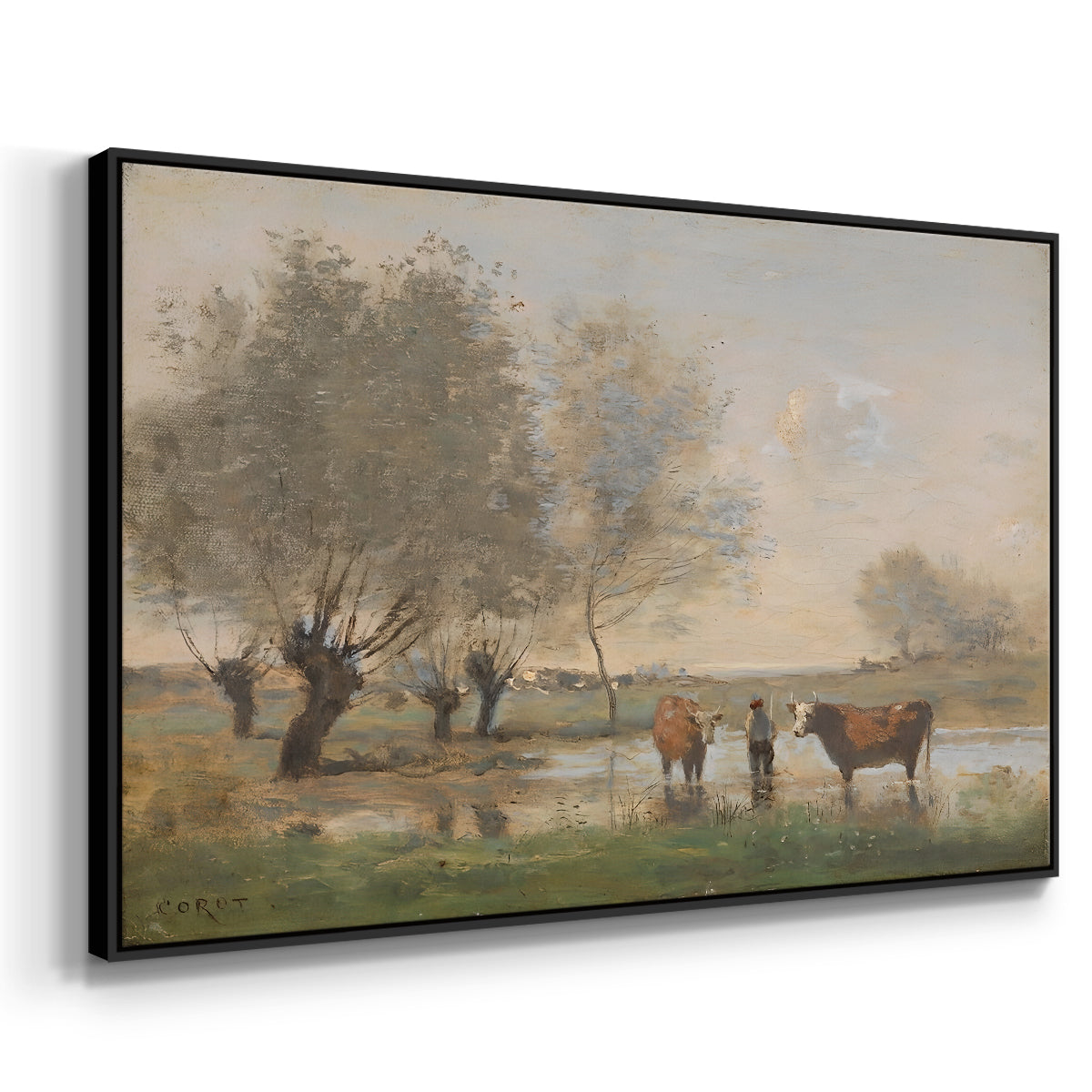 Cows in a Marshy Landscape, c. 1873-1874 - Floater Framed Canvas Print