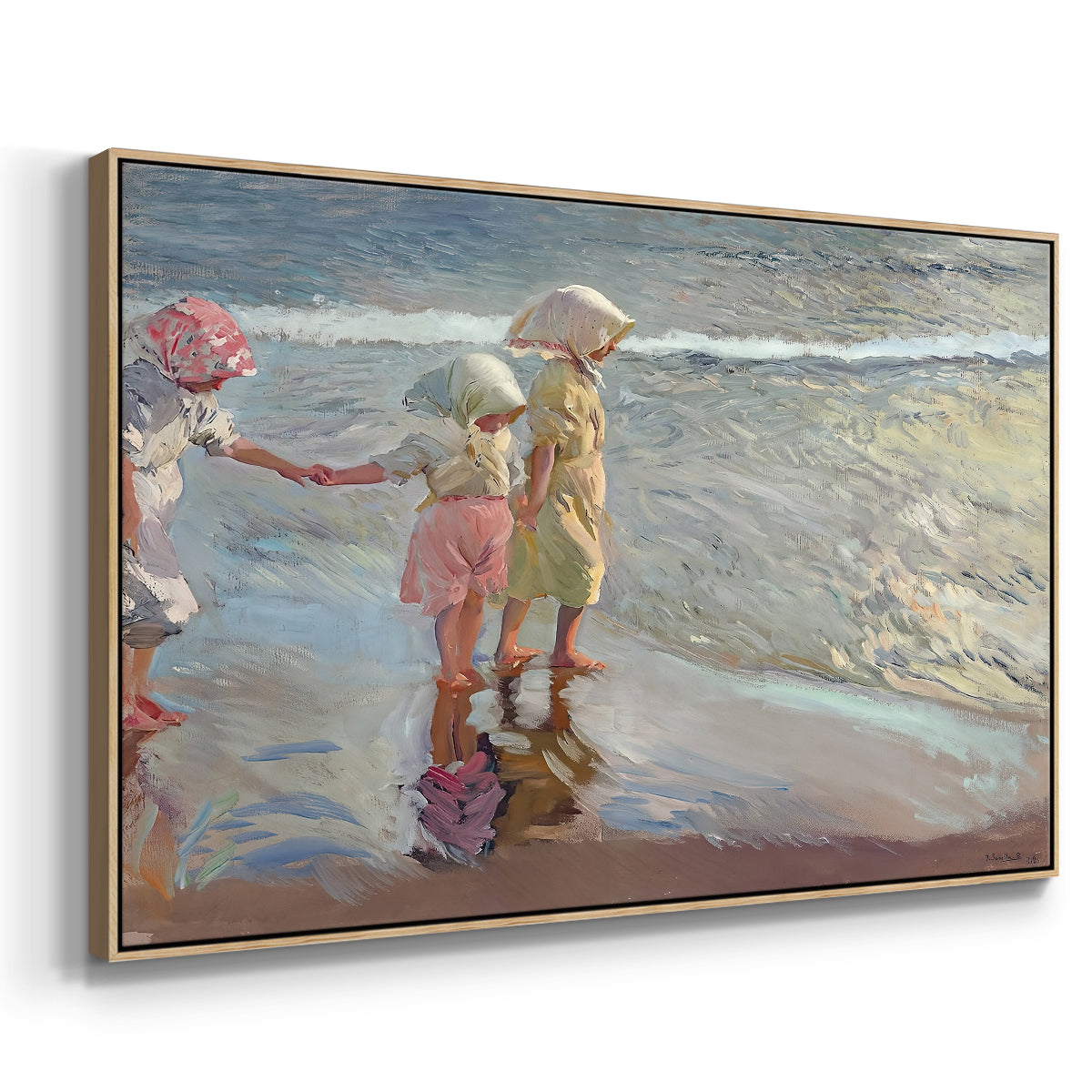 The Three Sisters on the Beach, 1908 - Floater Framed Canvas Print