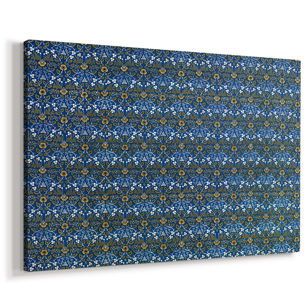 Canvas art print featuring a decorative design with fine-scale botanical elements in grid-like arrangement, displayed at an angle