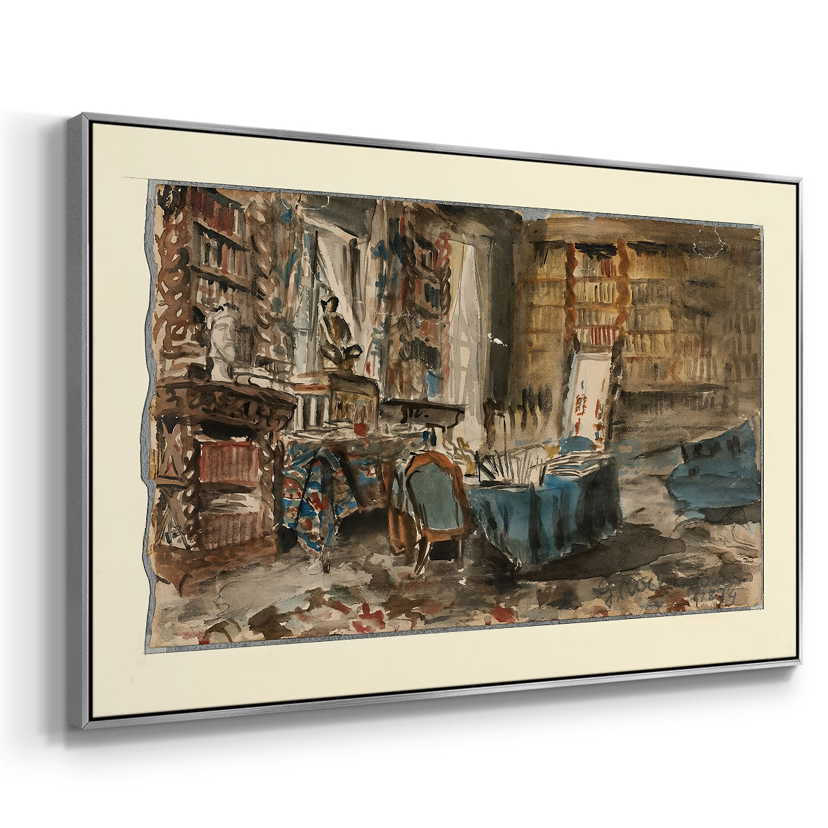 Cabinet de Flaubert à Croisset, 1874 - Floater Framed Canvas Print