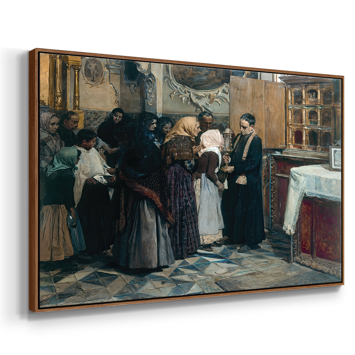 Kissing the Relic, 1893 - Floater Framed Canvas Print