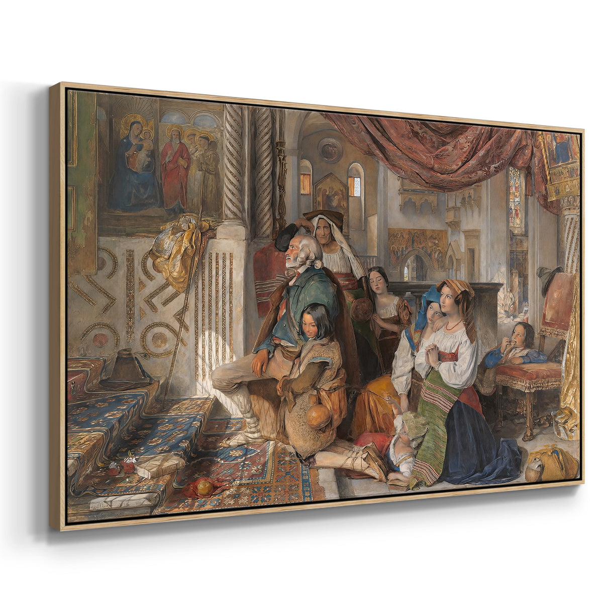 Roman Pilgrims, 1854 - Floater Framed Canvas Print