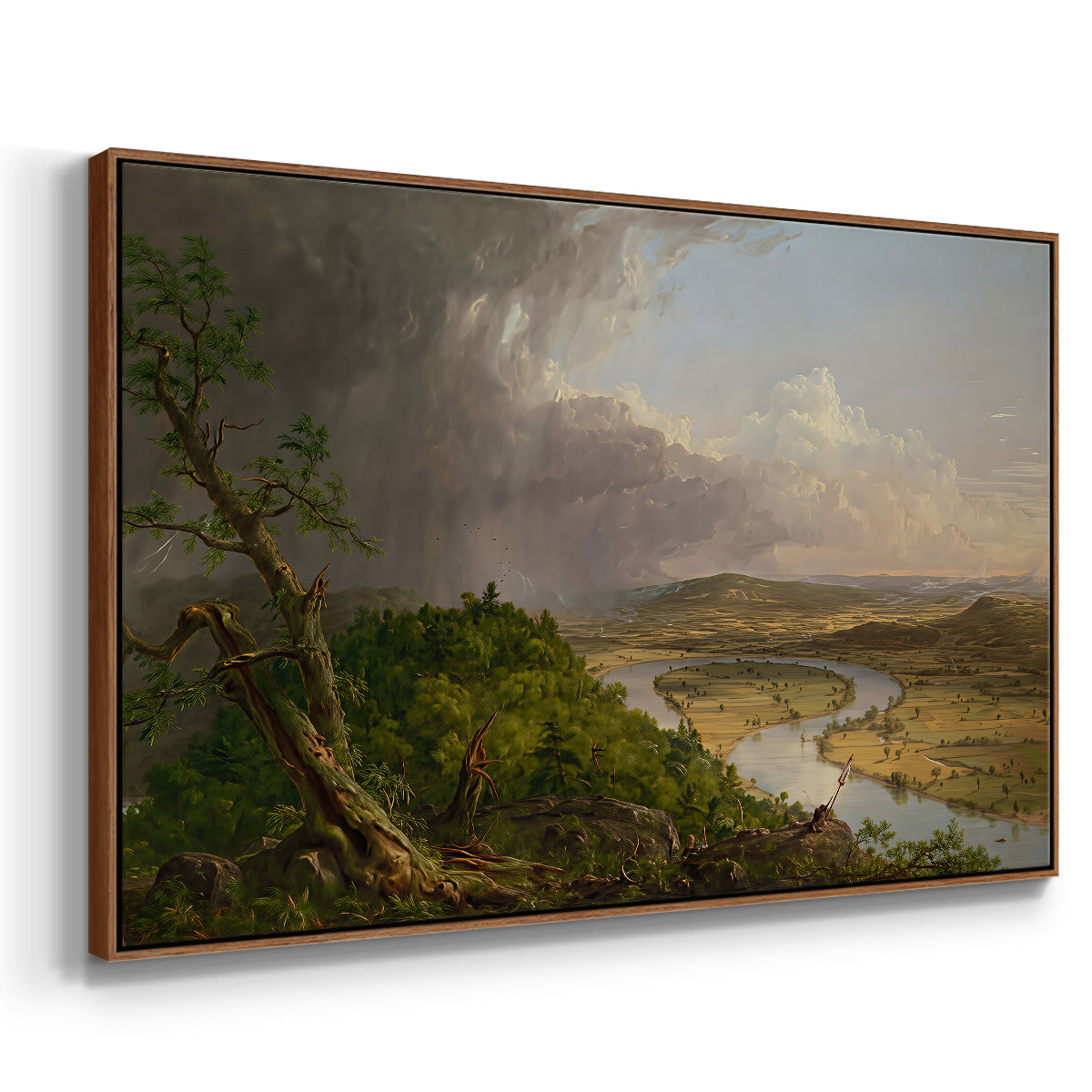 View from Mount Holyoke, Northampton, Massachusetts, after a Thunderstorm (Oxbow), 1836 - Floater Framed Canvas Print
