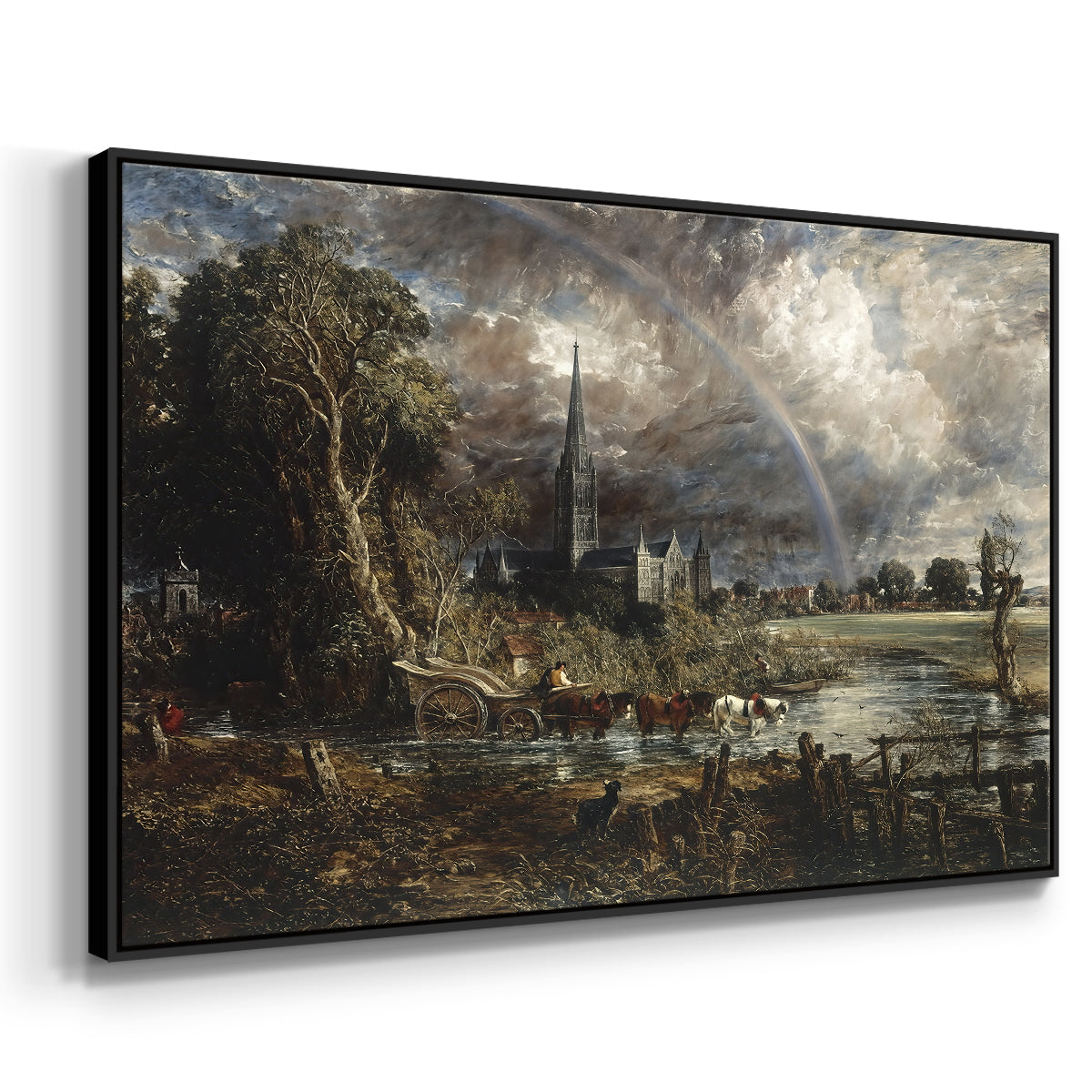 Salisbury Cathedral from the Meadows (Detail), 1831 - Floater Framed Canvas Print