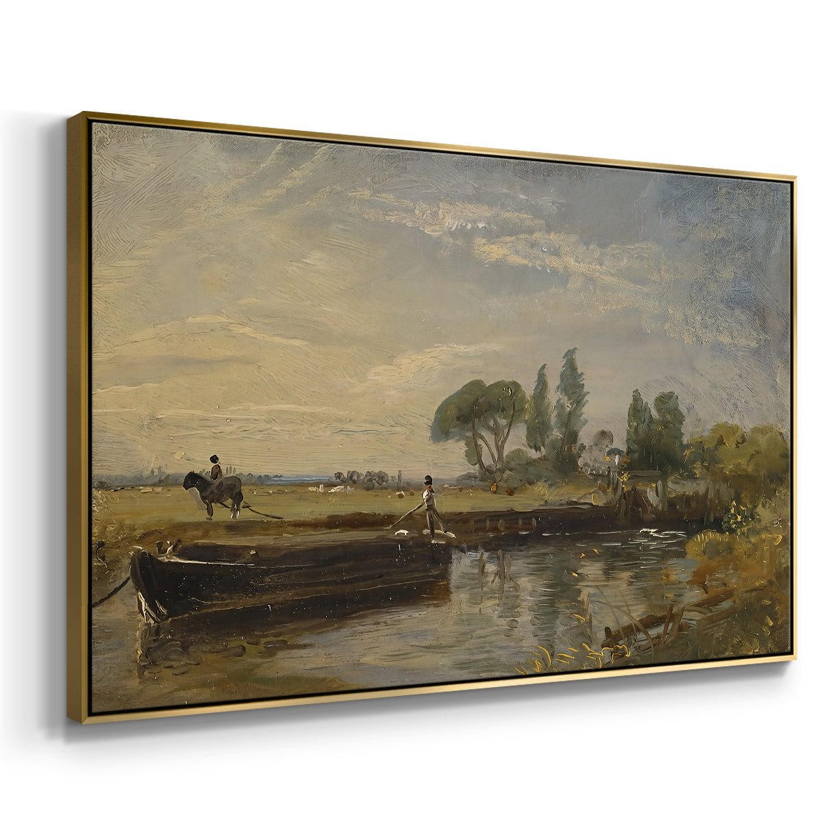 Barge below Flatford Lock, c. 1810 - Floater Framed Canvas Print