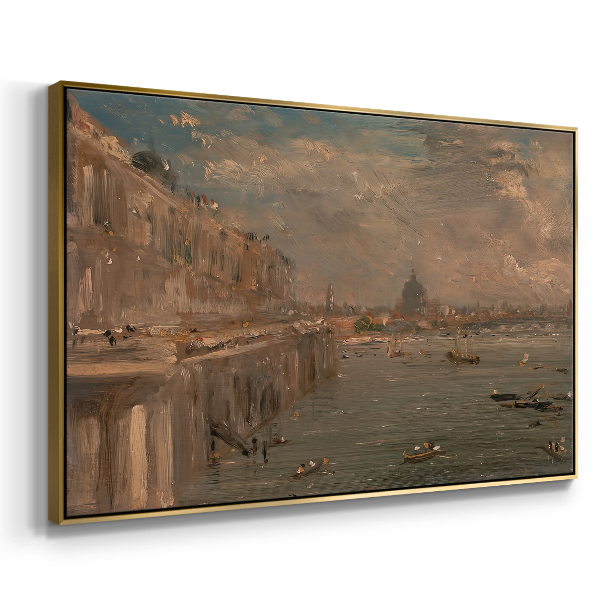 Somerset House Terrace from Waterloo Bridge, c. 1819 - Floater Framed Canvas Print