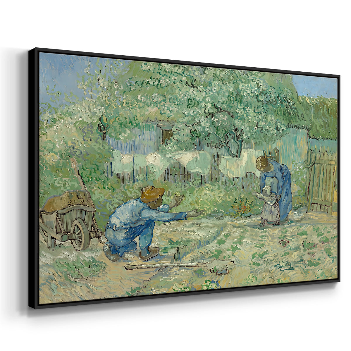First Steps after Millet, 1890 - Floater Framed Canvas Print