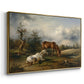 Two Horses on the Pasture, c. 1825 - Floater Framed Canvas Print